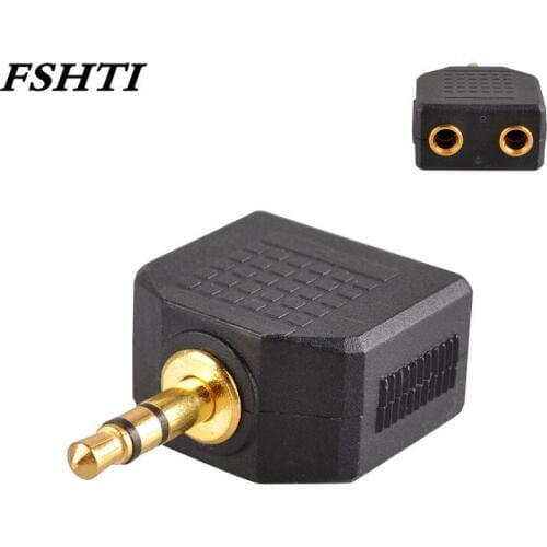 100pcs High quality 3.5mm Stereo Jack Headphone Splitter Adaptor 1 Plug to 2 Sockets plug splitter Y adapter Drop Shipping