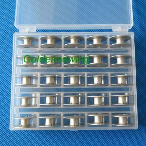 25 ALUMINUM BOBBINS w/ box #10079 for PFAFF 141,142,145,146,175,240,341,353,441,451