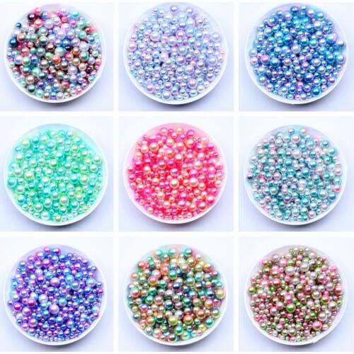 3mm 10000pcs RainBow Color No Hole Round Pearls Imitation Pearls Craft Wedding Dresses DIY Jewelry Nail Art Decorations