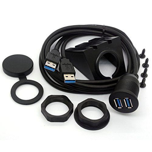 30pcs x Dual USB 3.0 Extension Mount USB Panel Flush Mount Cable For Car Truck Marine