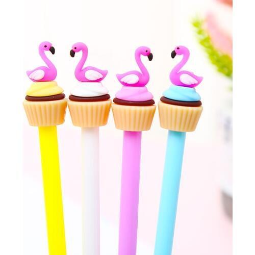 Funny Cool Cute Pink Flamingo Gel Pen Kawaii Stationery Kawai Office Accessory Back to School Supply Stationary Thing Blue Kit