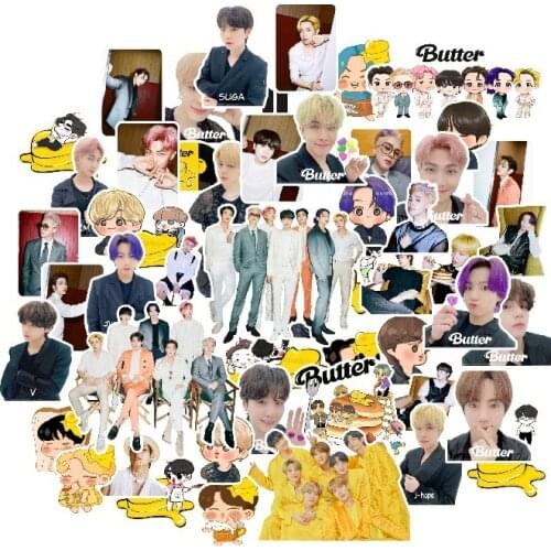 58 Pcs/Lot Kpop Boys Butter Jimin Suga V Jin RM Jhope Jungkook Sticker Butter Dynamite Stickers Label Paper Toy Gift