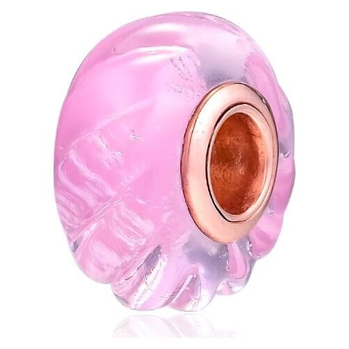 CKK Silver 925 Jewelry Fits Pandora Bracelets Glittering Grooves Charm Murano Glass Beads Original Charms