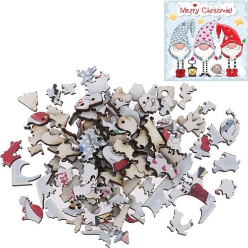 DIY Wooden Gnome Puzzle Jigsaw Game Montessori Educational Toys Merry Christmas Gift for Adults Children Q6PD