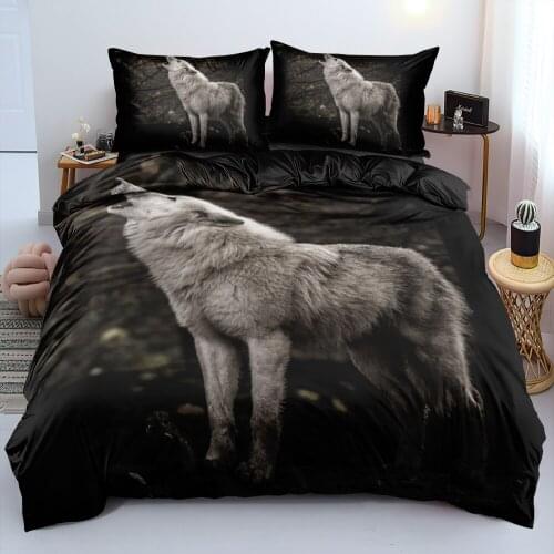 Duvet Cover Sets Wolves Europe Size,USA Size Digital Printing Comforter Covers Bed Linen 3pcs Bedding Set Black 230x220cm Full