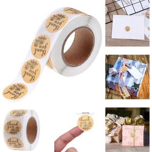 Round Flower Thank You Stickers 500pcs/roll Labels Thank You Stickers For Business Baking Candy Bags And Gifts Package Seal