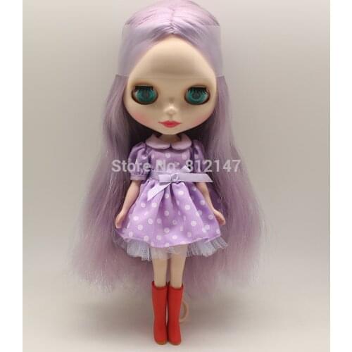 Nude blyth doll,black doll light purple hair