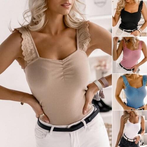Summer Crop Top Sexy Women Vest Solid Color Sleeveless Floral Shoulder Strap Slim Blouse Casual Basic T Shirt Backless Tanks Top
