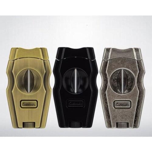 LUBINSKI High-Quality Metal V Shaped Cigar Cigarette Cutter Scissor Blade Tobacco Smoking Tool Accessories W/Punch For COHIBA