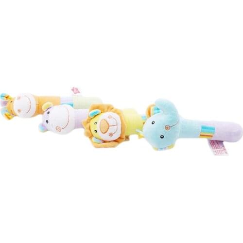 Cute Animals High Quality Soft Plush Hand Grip Squeaky Sticks Elephant Giraffe Lion Children Gift Toys Baby Rattles