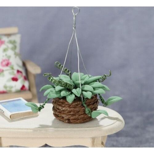 Miniature Dollhouse Potted Plants Hanging Basket Kid Toys Kitchen Parts Gift