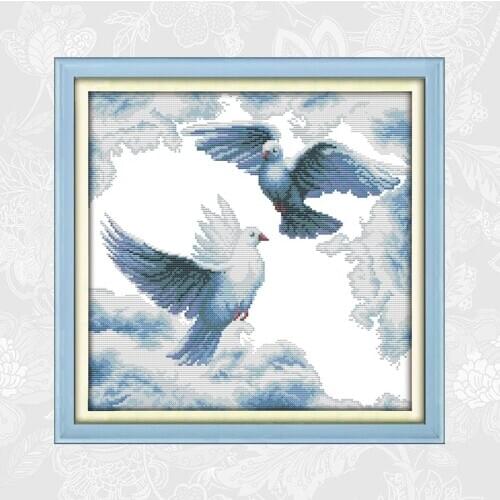 The peaceful white dove Cross-stitch Patterns Count Aida Canvas DIY Handmade Embroidery Needlework Home Decoration
