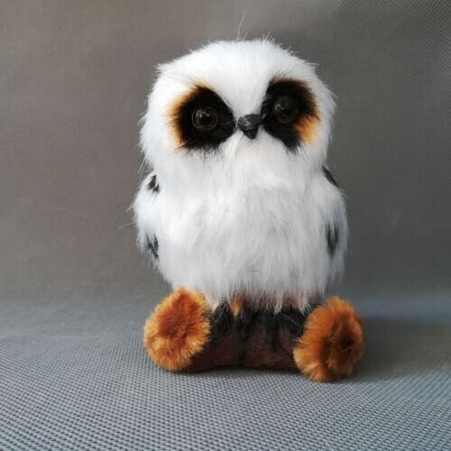 About 12x9cm white grains owl model polyethylene&furs owl on the tree stump real life toy model home decoration gift h1267