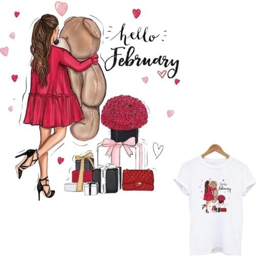 Fashion Girl And Doll Heat Transfer Sticker On Clothes DIY A-Level Washable T-Shirt Iron On Patches For Clothing Applique Decor