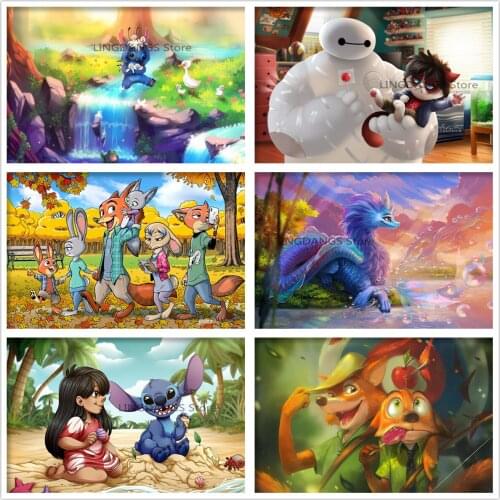 Disney Stitch Gift 5d Diy Diamond Painting Anime Raya And The Last Dragon Zootopia Diamond Mosaic Cross Stitch Kits Home Decor