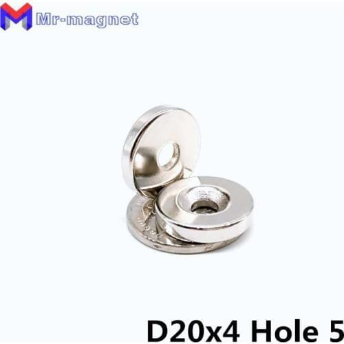 100Pcs N35 20mm*4mm-5mm Disc countersunk Magnets Neodymium Rare Earth Magnet Magnetic 20x4mm with Hole 5mm
