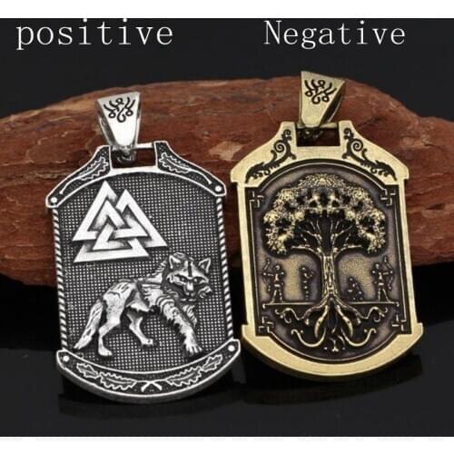 New Retro Odin Wolf and Hunting Pattern Pendant Necklace Mens Necklace Fashion Metal Sliding Pendant Viking Jewelry Accessories