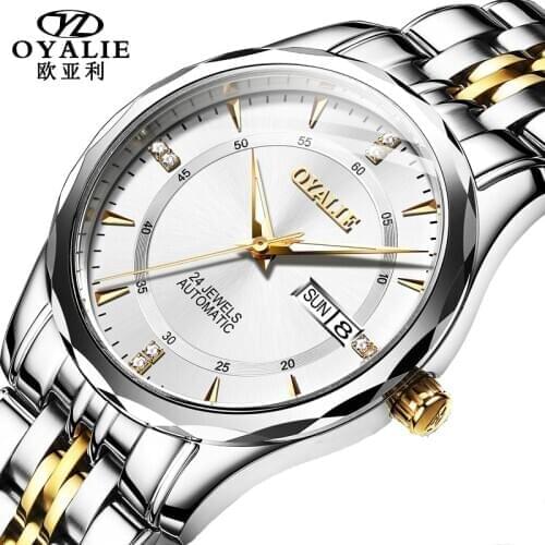 OYALIE Men Watch Top Quality Luxury Mens Automatic Mechanical Stainless Steel Wrist Watch Male Waterproof relogio masculinos