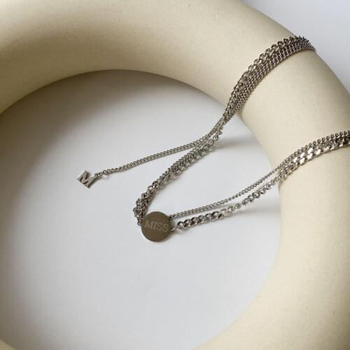 Hot Sale Letter Miss Necklace For Girl Pendant Titanium Steel Fashion Jewelry Vintage Bohemian Clavicle Chain Dainty Chokers New