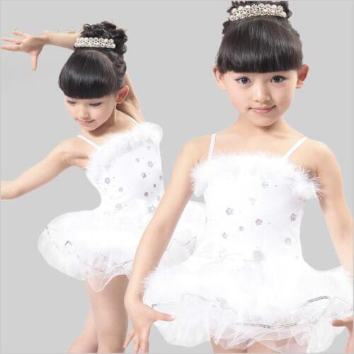 New Fashion Girls Ballerina Dress Kids White Swan Lake Ballet Costumes Children Strap Dance Wear