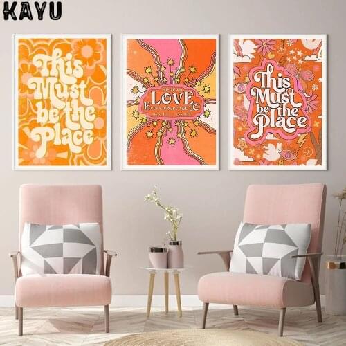Boho Love Quotes Posters and Prints Retro Hippie 70s Floral Rainbow Canvas Painting Modern Wall Pictures Living Room Home Decor