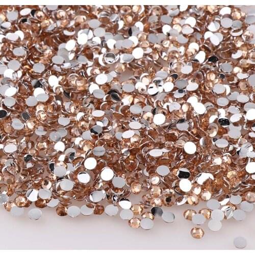 Champagne 10000pcs 2mm/3mm/4mm/5mm Round Resin Flatback Rhinestones DIY Nail Art Phone Shoes Decorations