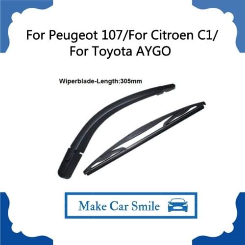 Rear Wiper Blade For Peugeot 107 For Citroen C1 For Toyota AYGO 2005- Rear Window Windshiel Wiper Arm+Blade 305mm