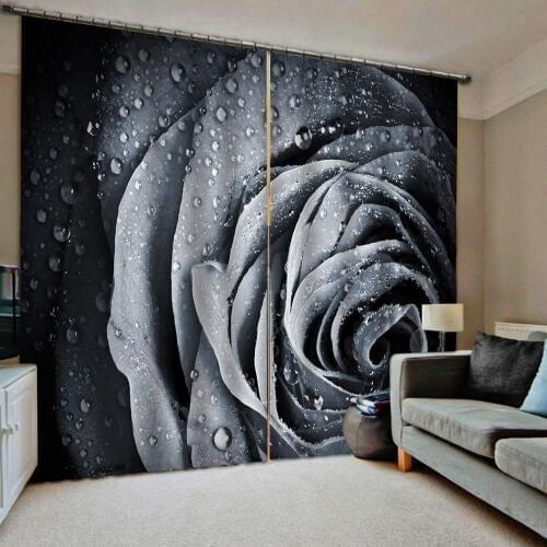 Grey curtains rose curtain Luxury Blackout 3D Window Curtains For Living Room Bedroom stereoscopic curtains