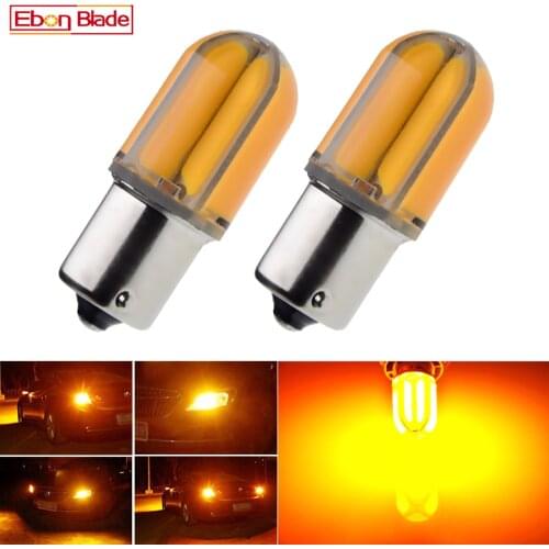 2Pcs Car 1156 BA15S P21W BAU15S PY21W LED Lights Bulbs Amber Yellow Orange Silicone Shell Turn Signal Light Bulb Auto Lamp 12V
