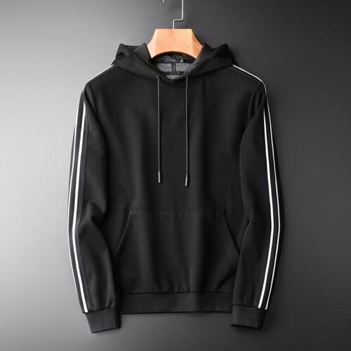 21C Hoodies Men Spring Autumn 21C Side Stripe Design Sweatshirt Men Hight Quality Black Solid Color Slim Fit Sweatshirt Male