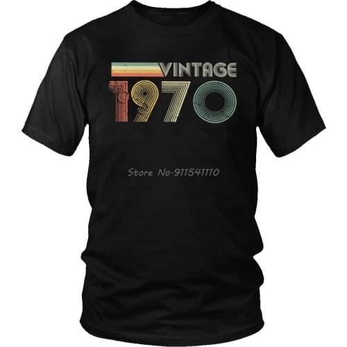 Vintage 1970 50th Birthday Gift T Shirt Men Print Short Sleeve Cotton Tee O-Neck 50 Years Old T-Shirt Large Size Summer Tops