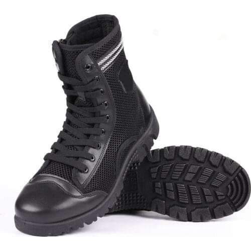 Military Boots Mens and Womens Tactical Special Training High-Top Canvas Mesh Ankle Security Guard Duty Outdoor Sneakers