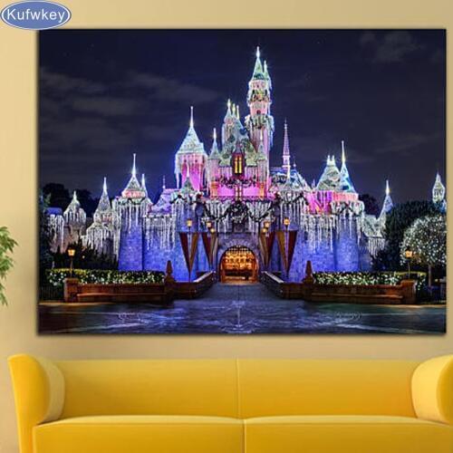 Needlework Beautiful Buildings Diy Diamond Painting Dream Castle Full Diamond Embroidery Square Drill Mosaic Decoration Picture