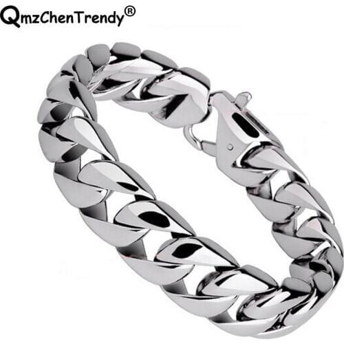 Stainless Steel Hip Hop Jewelry Mens Curb Cuban Chain Bracelets Bangle Men Punk Link Chains Fashion Brace lace 21cm*1.5cm