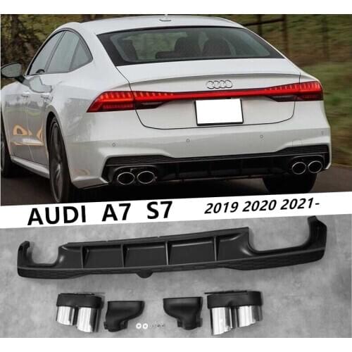 Rear Lip Spoiler & Exhause For Audi A7 S7 2019 2020 2021 High Quality PP Bumper Diffuser Car Modification Accessories