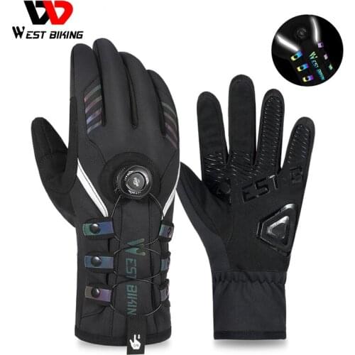 WEST BIKING Winter Ski Gloves Super Warm Touch Screen Waterproof Gloves Automatic Lacing Motorcycle Riding Outdoor Sports Gloves