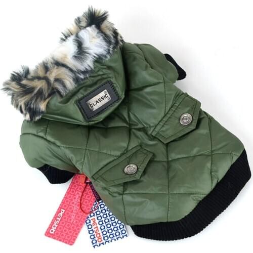 Winter Dog Clothes Puppy Dog Cute Warm Coat For Pet Faux Pockets Fur Trimmed Dog Hoodies Ropa Para Perros