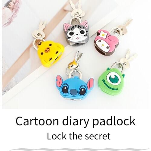 1set Creative cartoon metal mini lock Lock padlock Fashion luggage code lock anti-theft Childrens Supplies Silicone material