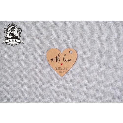 #11 200 pcs 5x4.637cm kraft/white paper label Heart shape label wedding favor tags personalized tag Label customization
