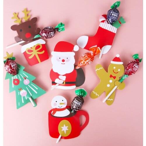 2020 New 600pcs Christmas Greeting Card Candy Chocolate Lollipop Sticks Cake Xmas Decor Party Gift Card