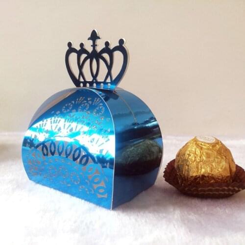 25pcs/pack Crown Laser Cut Hollow Gifts Chocolate Candy Boxes Baby Shower Wedding Party Favors Supplies