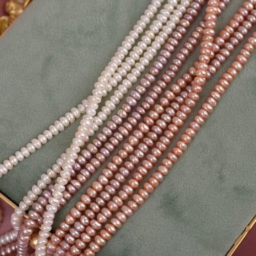 4MM/W 120Pcs/Strand 100% AA Natural Freshwater Pearl Flat Colorful Round Loose Beads Diy Jewelry Making Accessories Findings