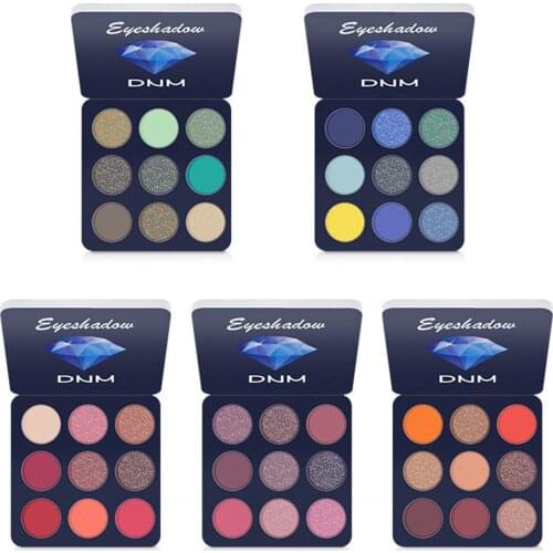 9 Colors Pearlescent Matte Eyeshadow Palette Diamond Glitter Shimmer Sparkle Powder Eye Shadow Waterproof Lasting Cosmetic