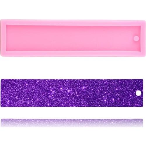 Shiny Glossy UV Resin Liquid Silicone Mold Rectangle Bookmarks Resin Craft Moulds for DIY Pendant Charms Making Jewelry Mould
