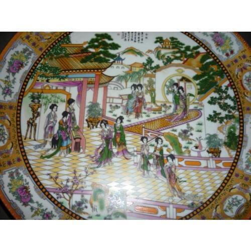 34cm(d) Rare Qing Dynasty porcelain plate ,Eastern beautiful woman map,Free shipping
