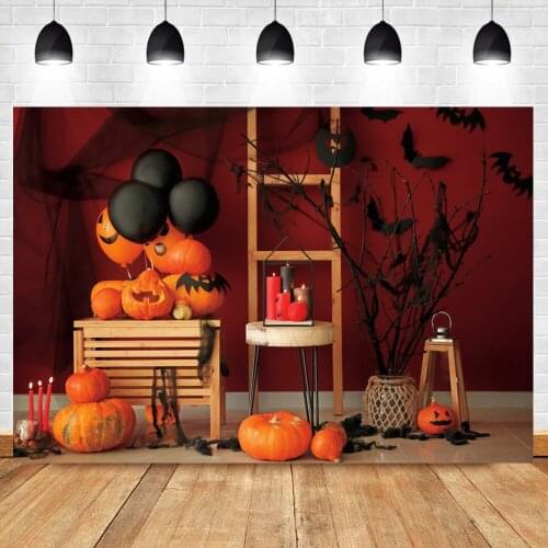 Halloween Background For Photography Pumpkin Dark Tree Bat Halloween Eve Night Party Portrait Shoot Photo Backdrop photocall