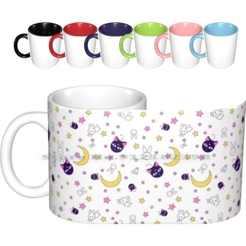 Ceramic Mugs Coffee Cups Milk Tea Mug Manga Anime Chibiusa Love Hipster Cool Black White Simple Pop Comic Harajuku Fashion