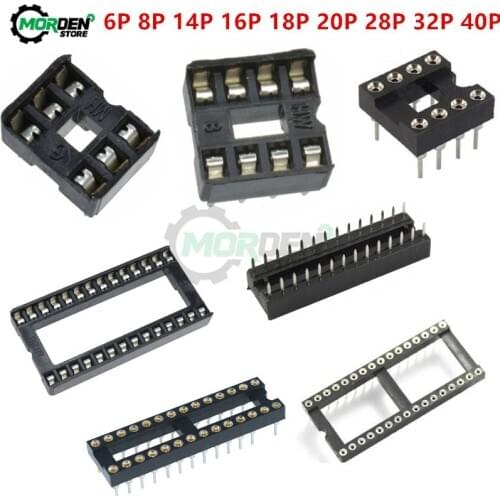 10Pcs DIP IC Chip Sockets Adapter Connector Solder Type Socket 6Pin 8Pin 14Pin 16Pin 18Pin 20Pin 28Pin 32Pin 40Pin Narrow Wide