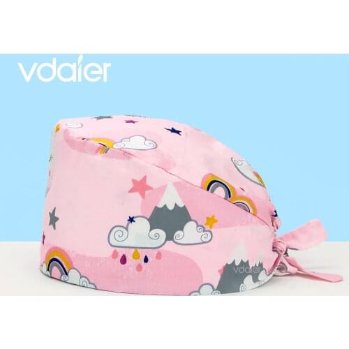 Pet Cartoon Working Hat Medical Nurse Caps Doctor Surgical Hat Unisex 100% Cotton Dental Beauty Salon Scrub Cap scrub hat