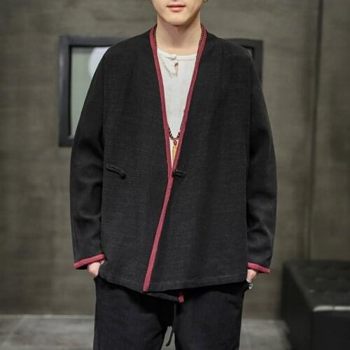 Men Cotton Linen Vintage Casual Chemise Men Tang Suit Linen Cardigan Kung Fu Clothes Wu Tang Clan China Fashion Hanfu Tops 30117